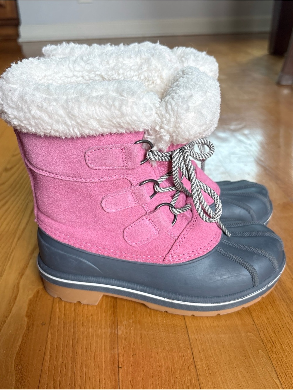 Cat & Jack kit Snow Boots Winter Pink White Gray WaterproofToddler Girls Size 13